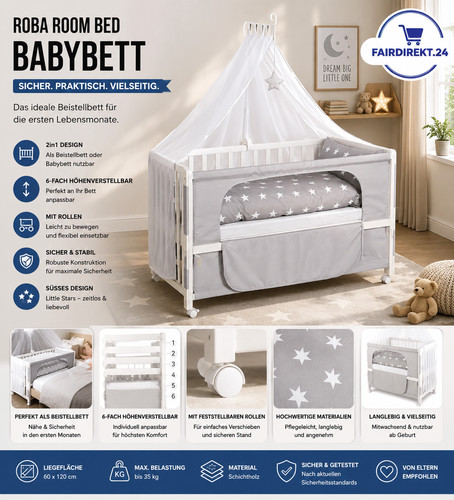 Roba room bed babybett 60x120 - bed,
